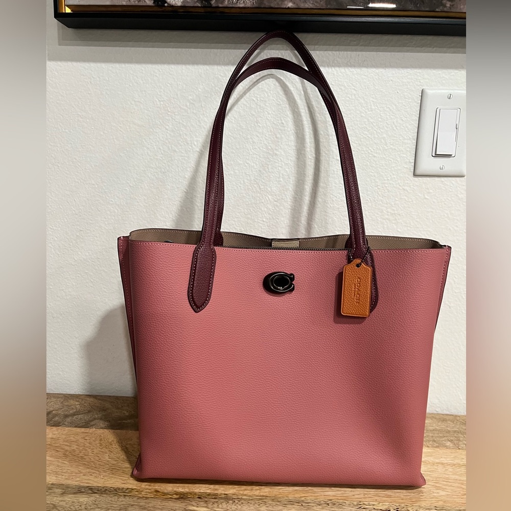 Pink Willow Tote In Colorblock With Signature Canvas Interior- like new!